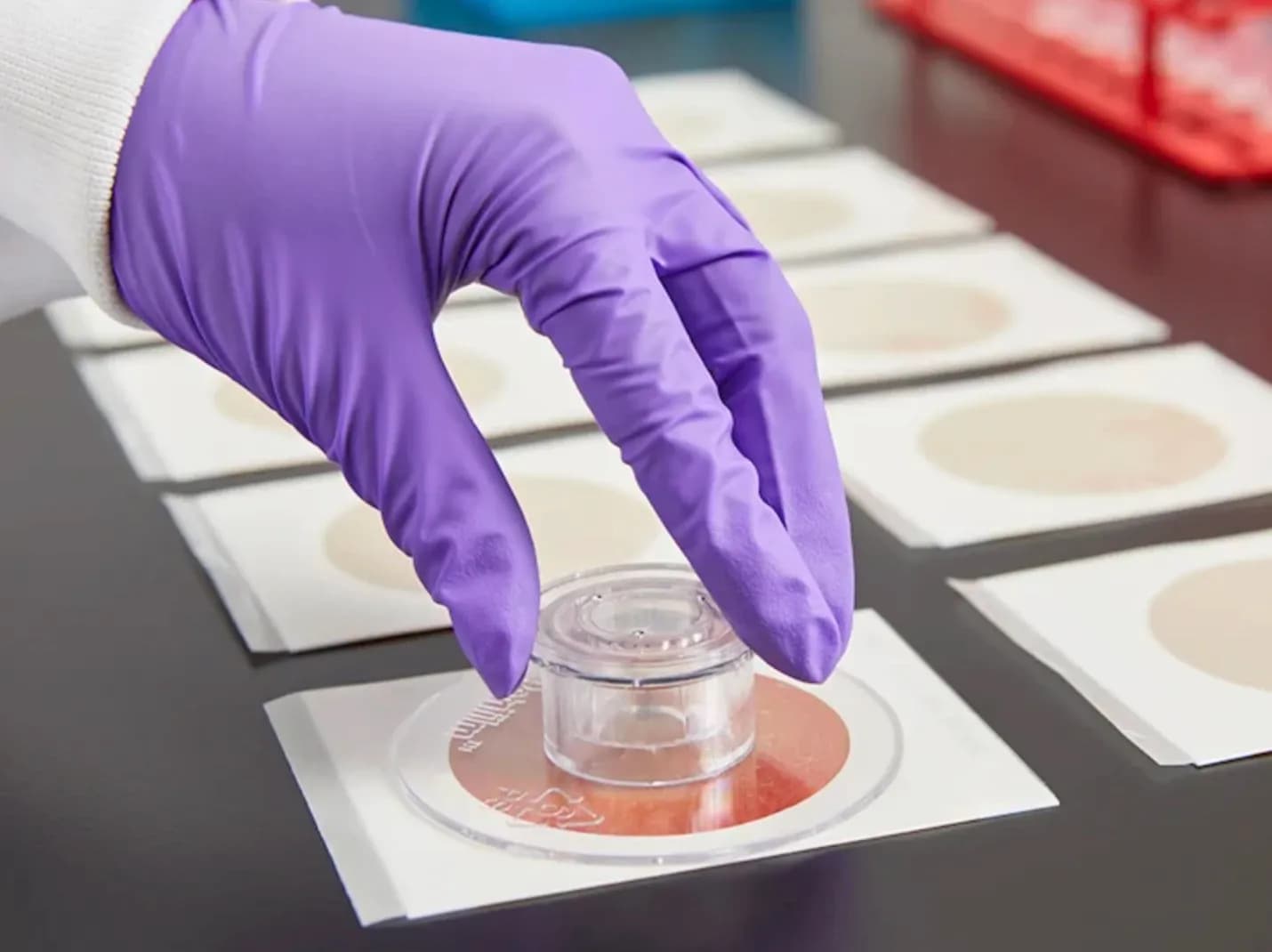 Water samples being analysed in a lab